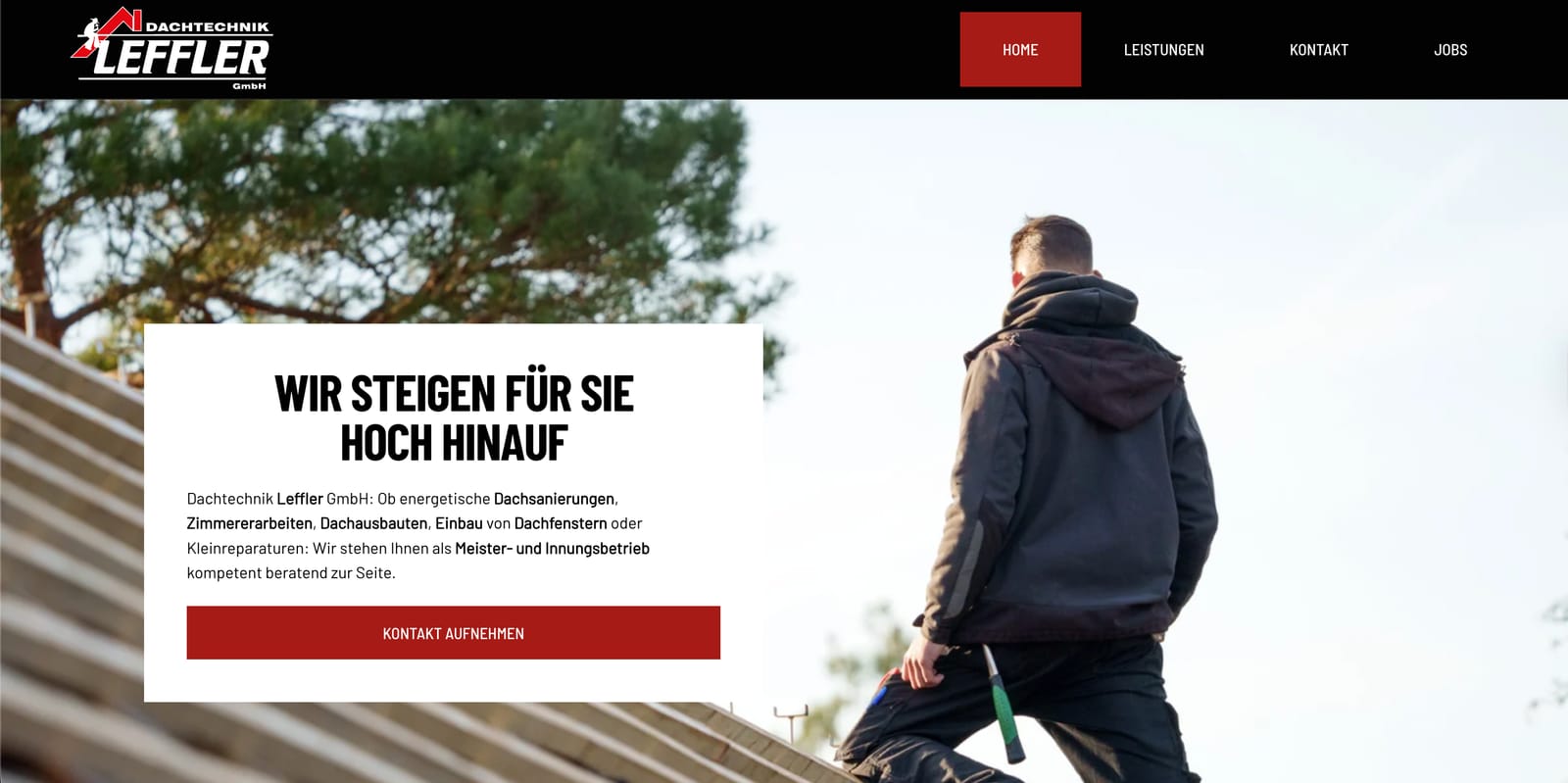 Referenz: Webseite für Dachtechnik Leffler GmbH (Dachdecker & Zimmerei)