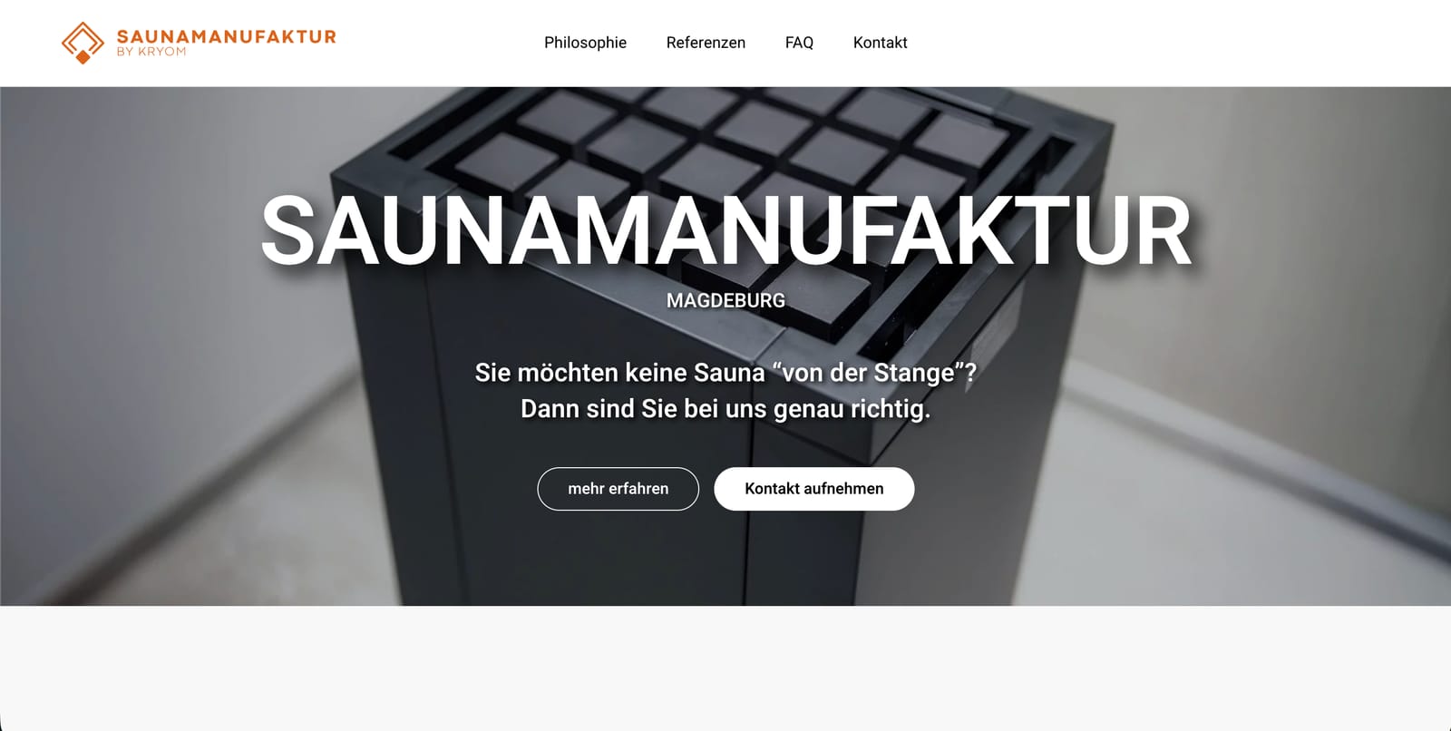Referenz: Webseite für Saunamanufaktur by Kryom (Saunabau · Magdeburg)